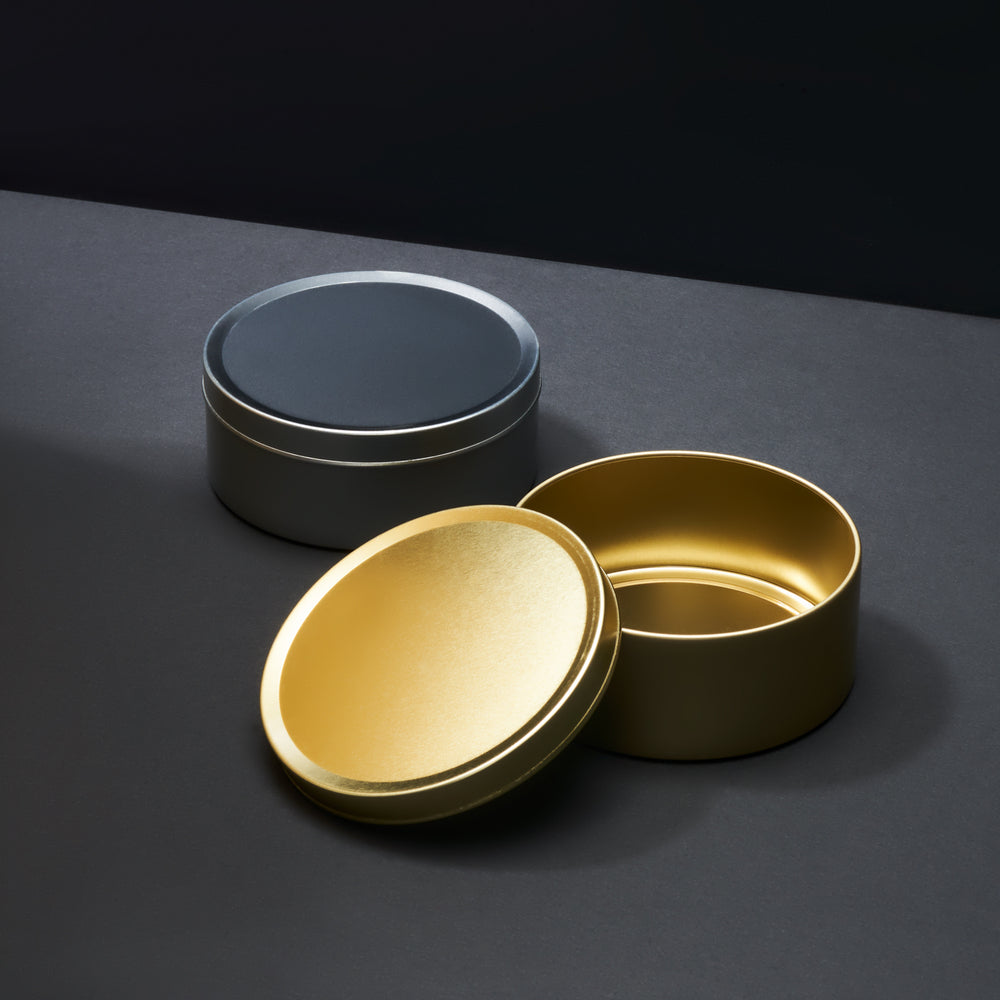 Silver and Gold Round Seamless Travel Sweet Solid Slip Lid Tins T0790 - Tinware Direct